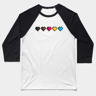 Pixel Pride Hearts Baseball T-Shirt